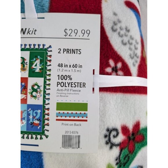 No Sew Throw Blanket 12 Days of Christmas 48x60 DIY Craft Project Gift Kit NEW - Picture 3 of 4